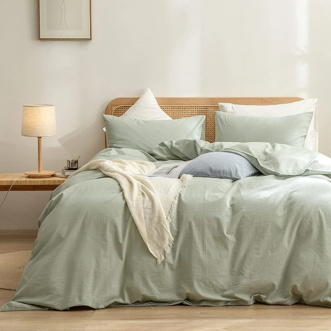 Duvet Cover Set 100% Washed Cotton Linen Feel Super Soft Comfortable