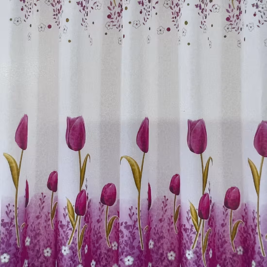 Home Cortina de atacado para janela de hotel Rosa-Tulipa Tecido Jacquard Estampado