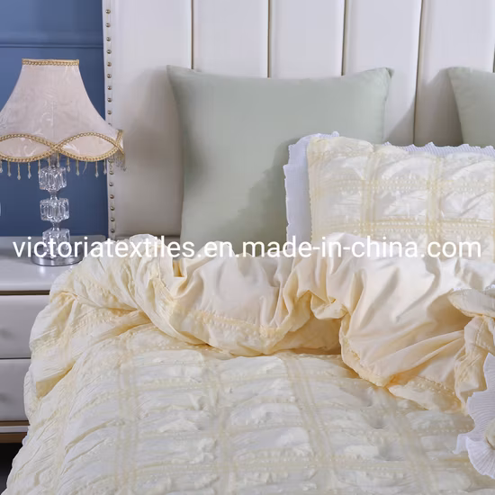 Conjunto de capa de edredom Seersucker Amazon Top Sale, conjunto de capa de cobertor de cama completo (amarelo Nave)