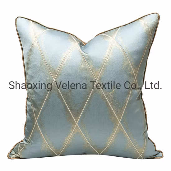 Travesseiro de sofá de luxo leve tingido com fio jacquard diamante listrado novo estilo tecido de almofada de costas para cadeira de hotel