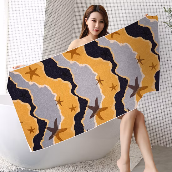 Toalha de praia de flamingo tropical super absorvente de microfibra personalizada de secagem rápida