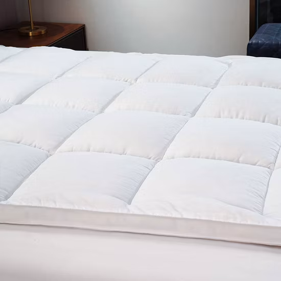 Oeko Duck Feather Down Hotel Bed Topper, fabricante Goose Feather Down Bed Topper, bandas elásticas amarradas colchão Home Topper, qualidade Premium cama Topper